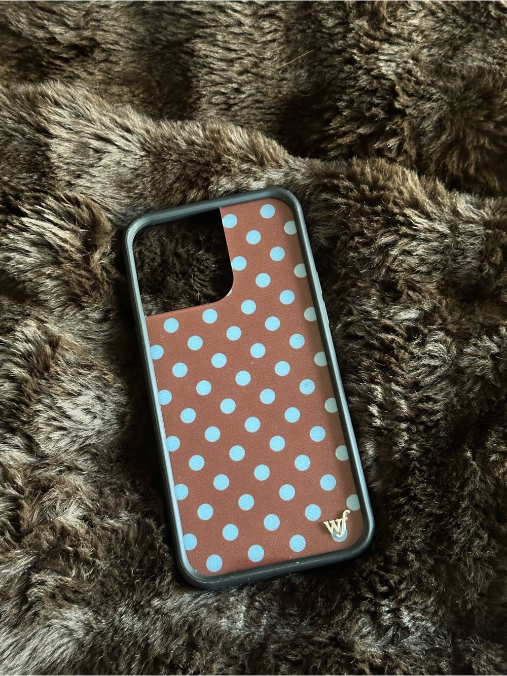 Wildflower Brown and Blue Polka Dot iPhone 14 Pro Max Case